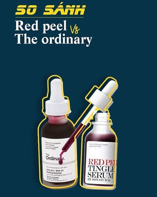 So sánh Red Peel Tingle Serum và The Ordinary Peeling Solution