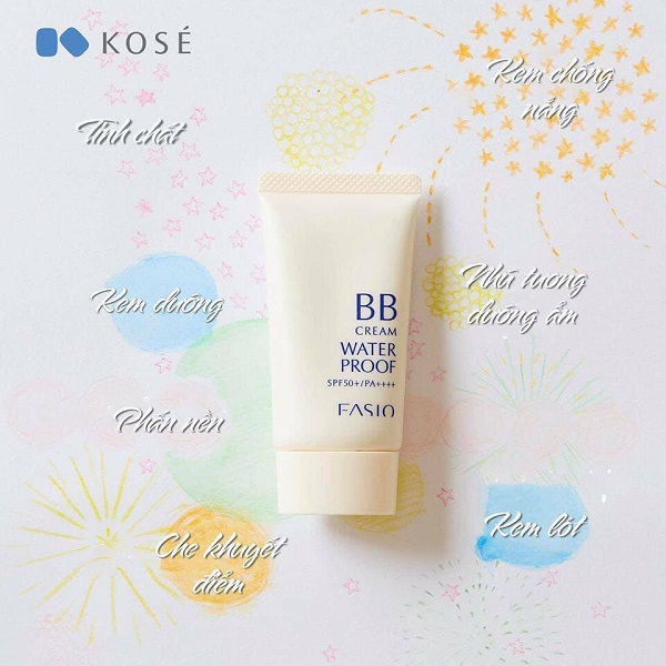 kem chống nắng Kose Fasio BB Cream Water Proof SPF50+/PA++++