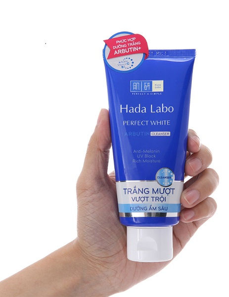 sữa rửa mặt Hada Labo Perfect White Arbutin Cleanser (làm trắng - màu xanh)